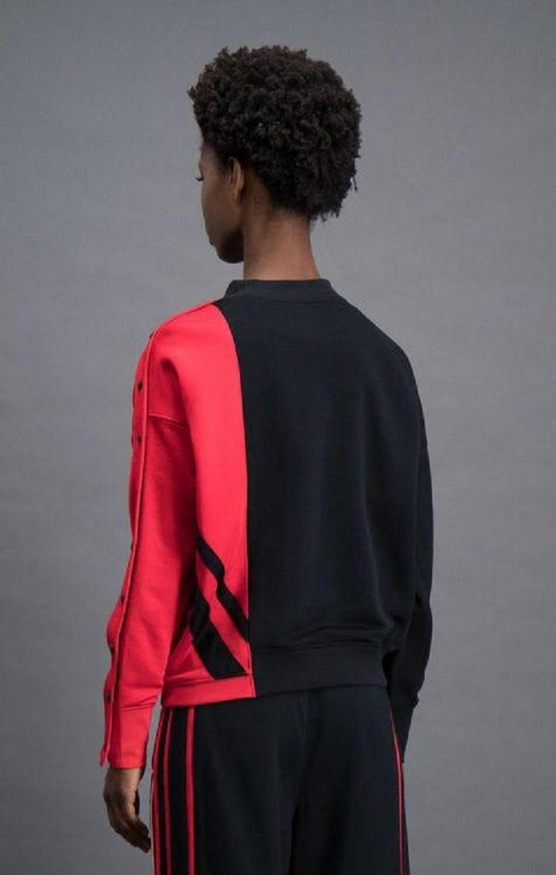 Champion Colour Block Popper Cropped Sweatshirt Mikiny Damske Čierne Červené | 3815-WRLIV