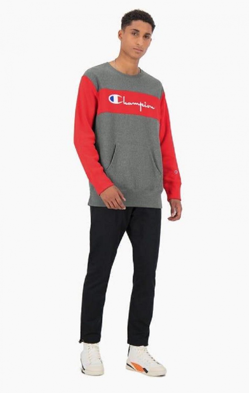 Champion Colour Block Reverse Weave Sweatshirt Mikiny Panske Tmavo Siva | 1743-FRNQZ