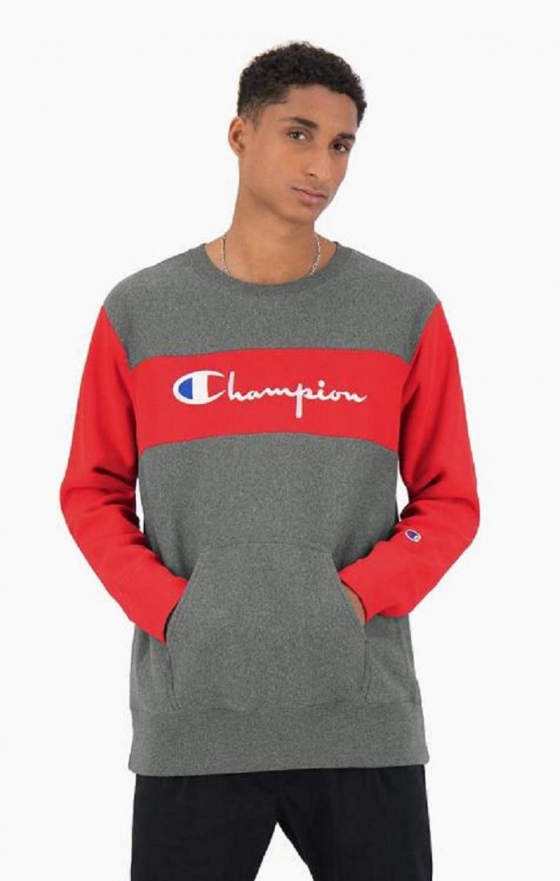 Champion Colour Block Reverse Weave Sweatshirt Mikiny Panske Tmavo Siva | 1743-FRNQZ