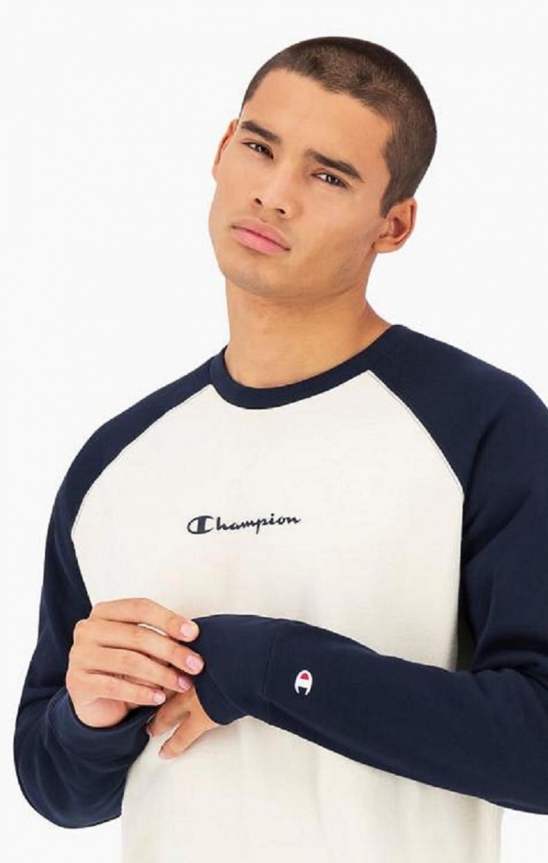 Champion Colour Block Script Logo Sweatshirt Mikiny Panske Tmavo Modre | 3590-ODTAL