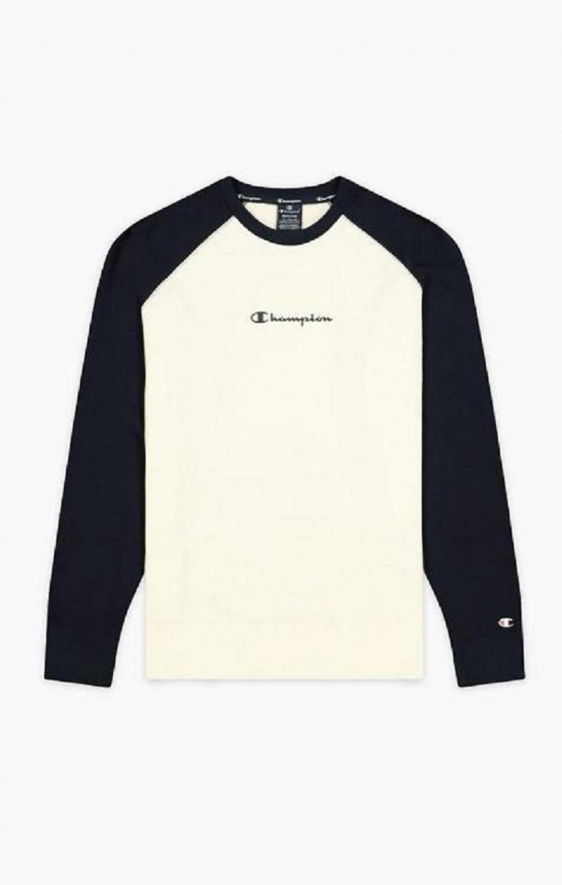 Champion Colour Block Script Logo Sweatshirt Mikiny Panske Tmavo Modre | 3590-ODTAL