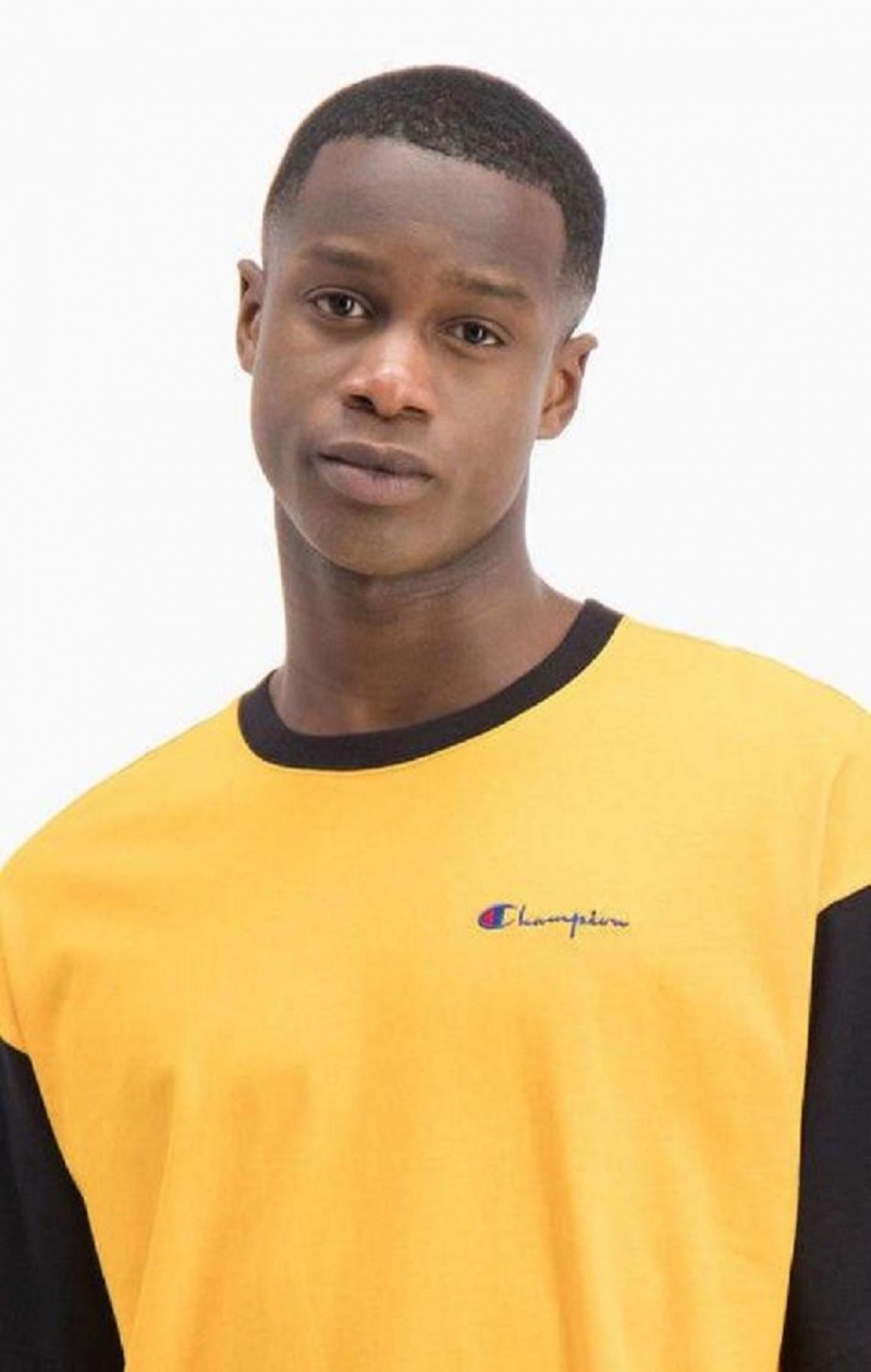 Champion Colour Block Script Logo T-Shirt Tricko Panske Oranžové | 2358-QAFUW