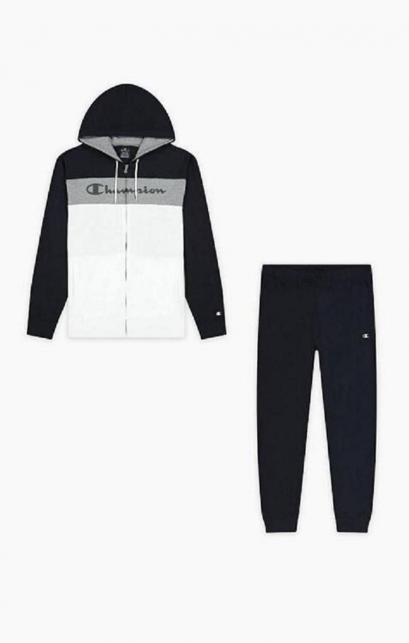 Champion Colour Block Script Logo Zip-Up Sweatsuit Teplaky Panske Tmavo Modre | 6724-WXLQT