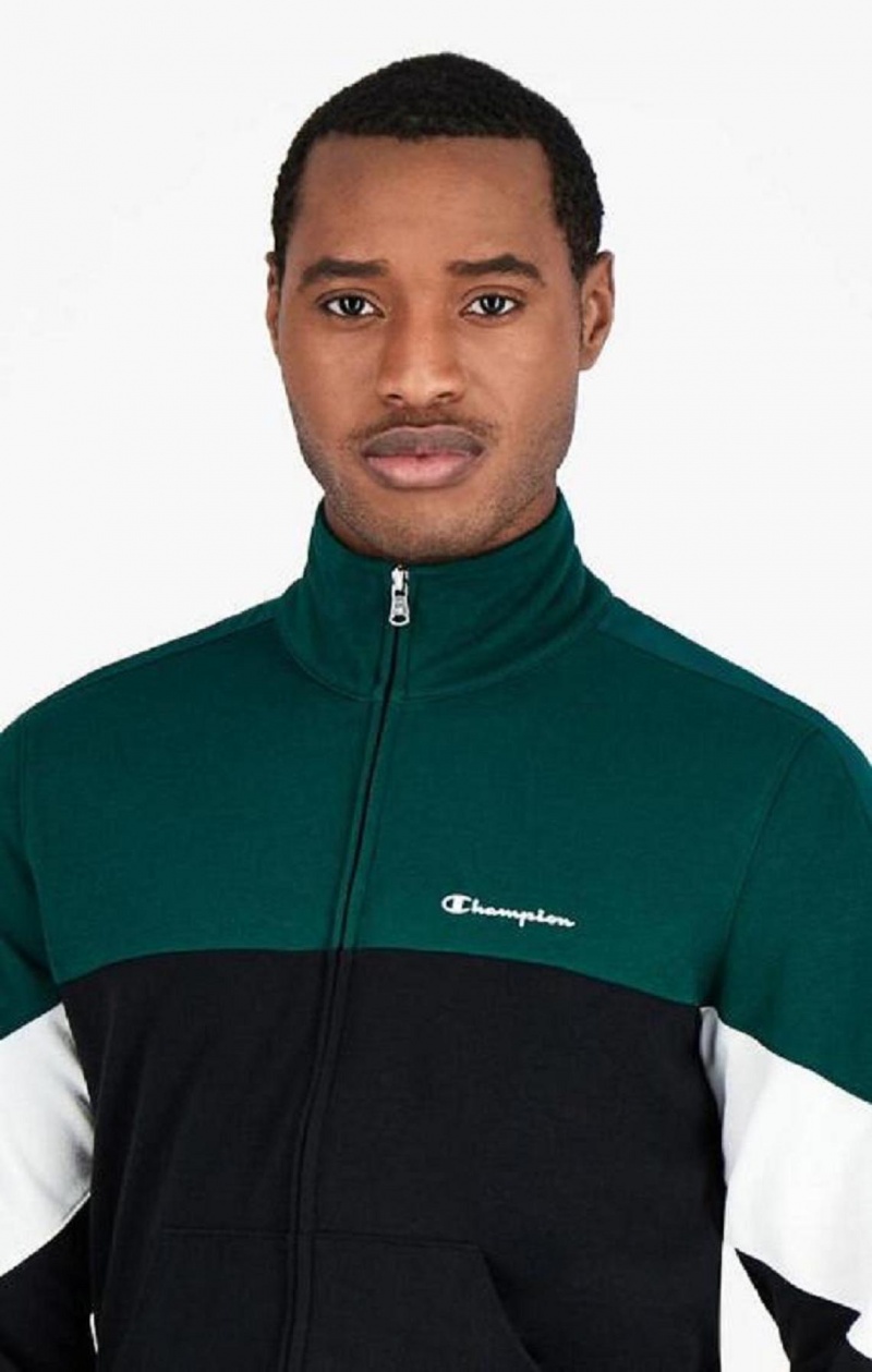 Champion Colour Block Script Logo Zip-Up Sweatsuit Teplaky Panske Čierne | 6357-DWKIJ