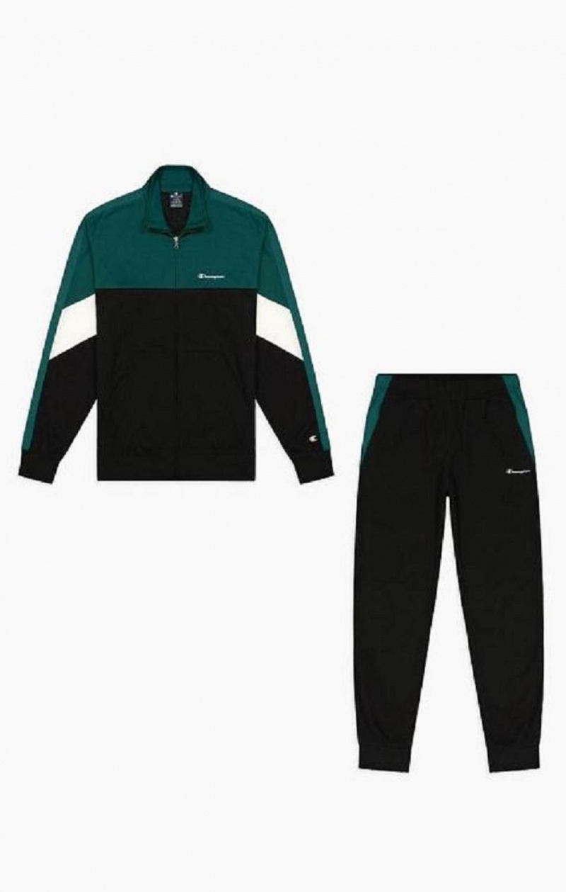 Champion Colour Block Script Logo Zip-Up Sweatsuit Teplaky Panske Čierne | 6357-DWKIJ