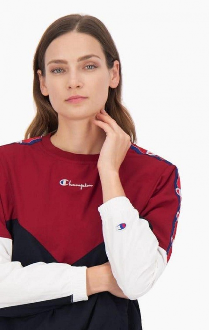 Champion Colour Block Tracking Sweatshirt Mikiny Damske Bordove | 7548-OXKED