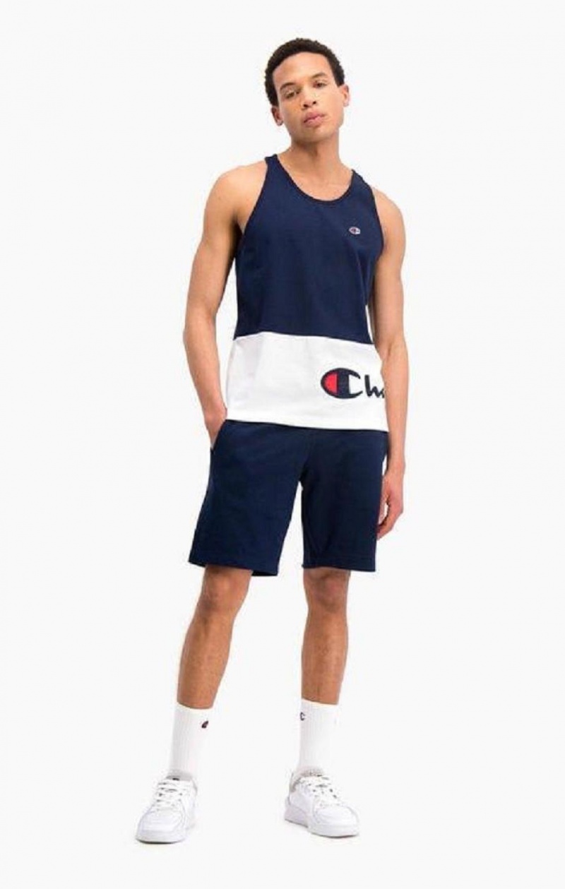 Champion Colour Block Wraparound Logo Tank Top Tricko Panske Tmavo Modre | 2831-FBGMZ