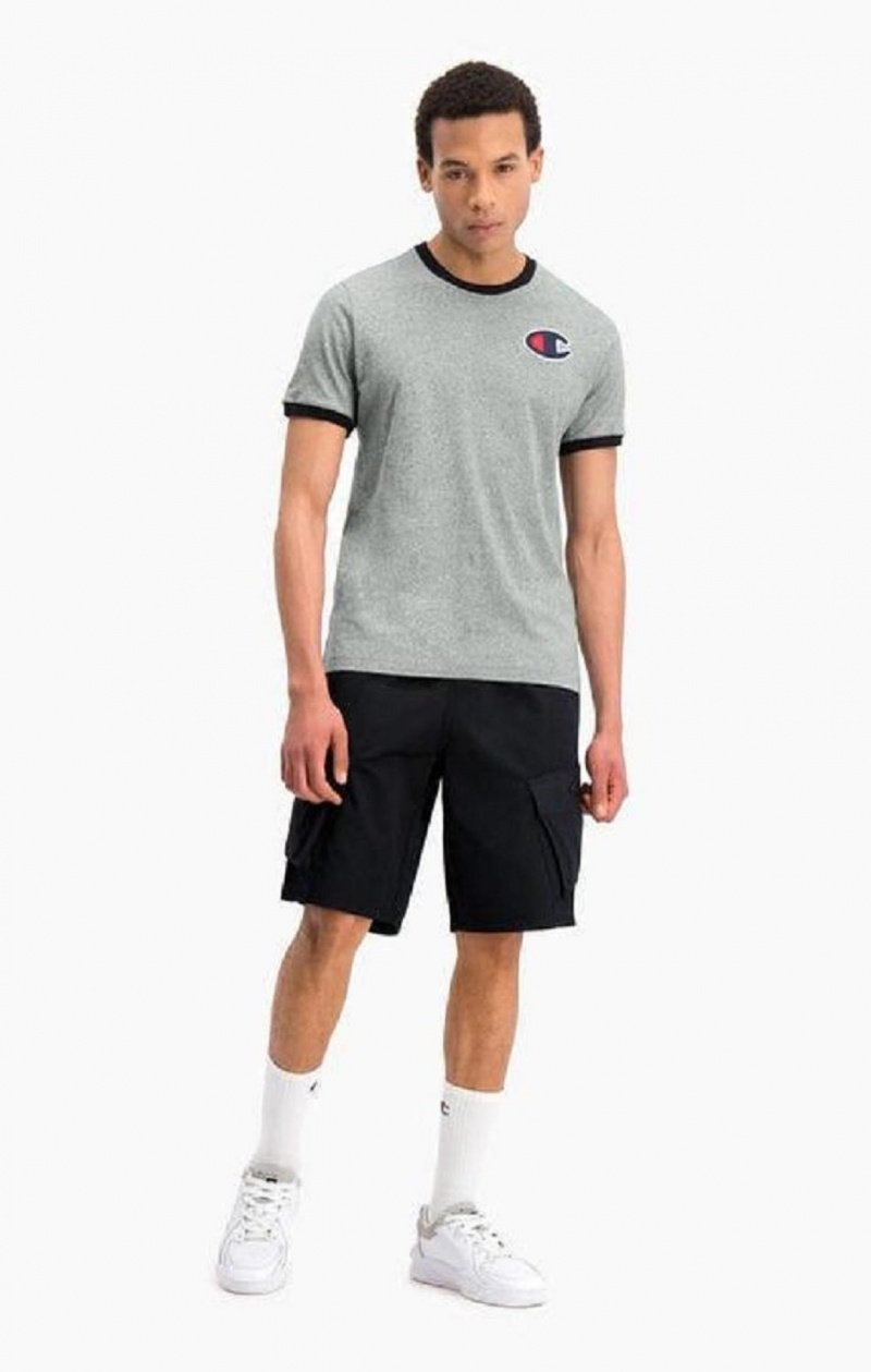 Champion Contrast C Logo Ringer T-Shirt Tricko Panske Tmavo Siva | 1839-LIVXR