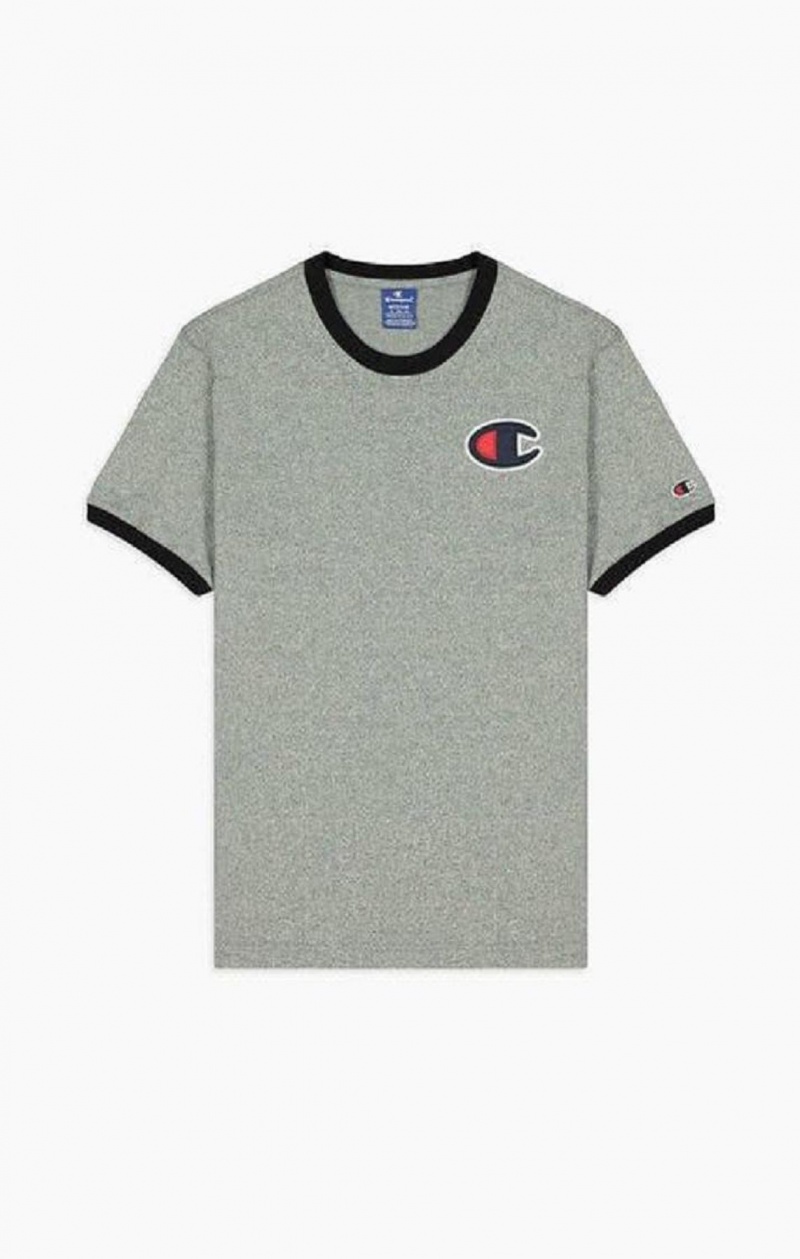 Champion Contrast C Logo Ringer T-Shirt Tricko Panske Tmavo Siva | 1839-LIVXR