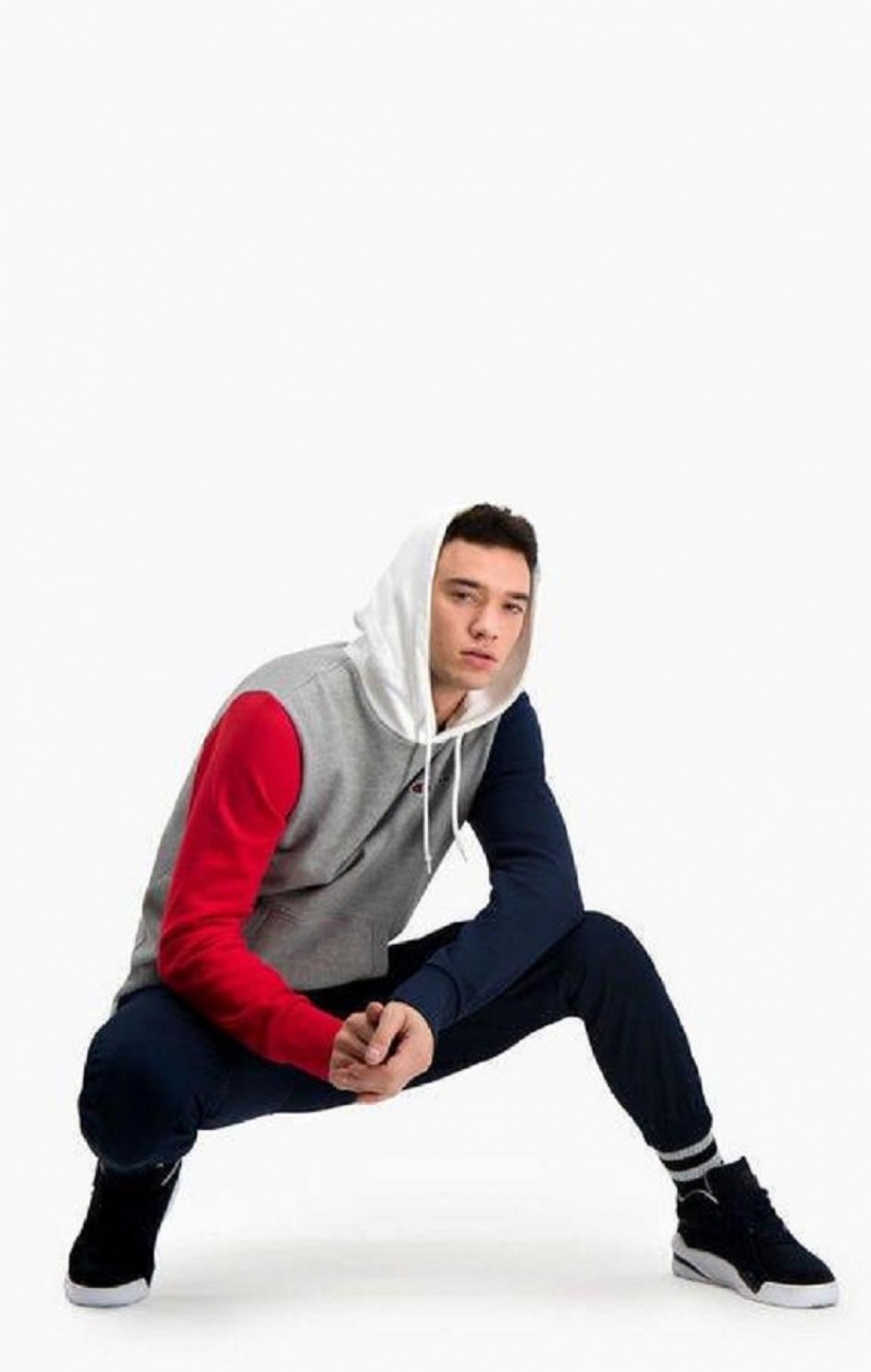 Champion Contrast Colour Block Sleeve Hoodie Mikina s Kapucnou Panske Tmavo Siva | 4297-XYRNW