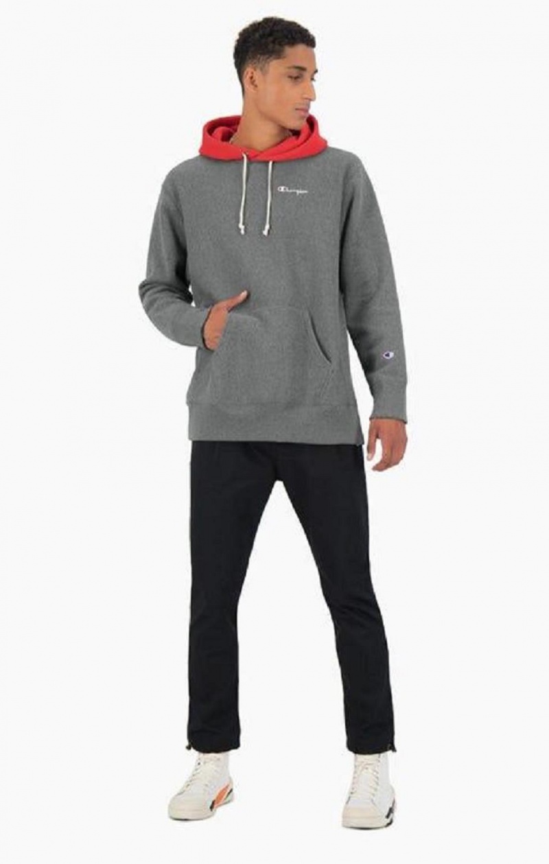 Champion Contrast Hood Reverse Weave Hoodie Mikina s Kapucnou Panske Tmavo Siva | 2096-MEYQP