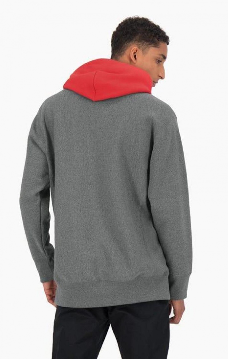 Champion Contrast Hood Reverse Weave Hoodie Mikina s Kapucnou Panske Tmavo Siva | 2096-MEYQP