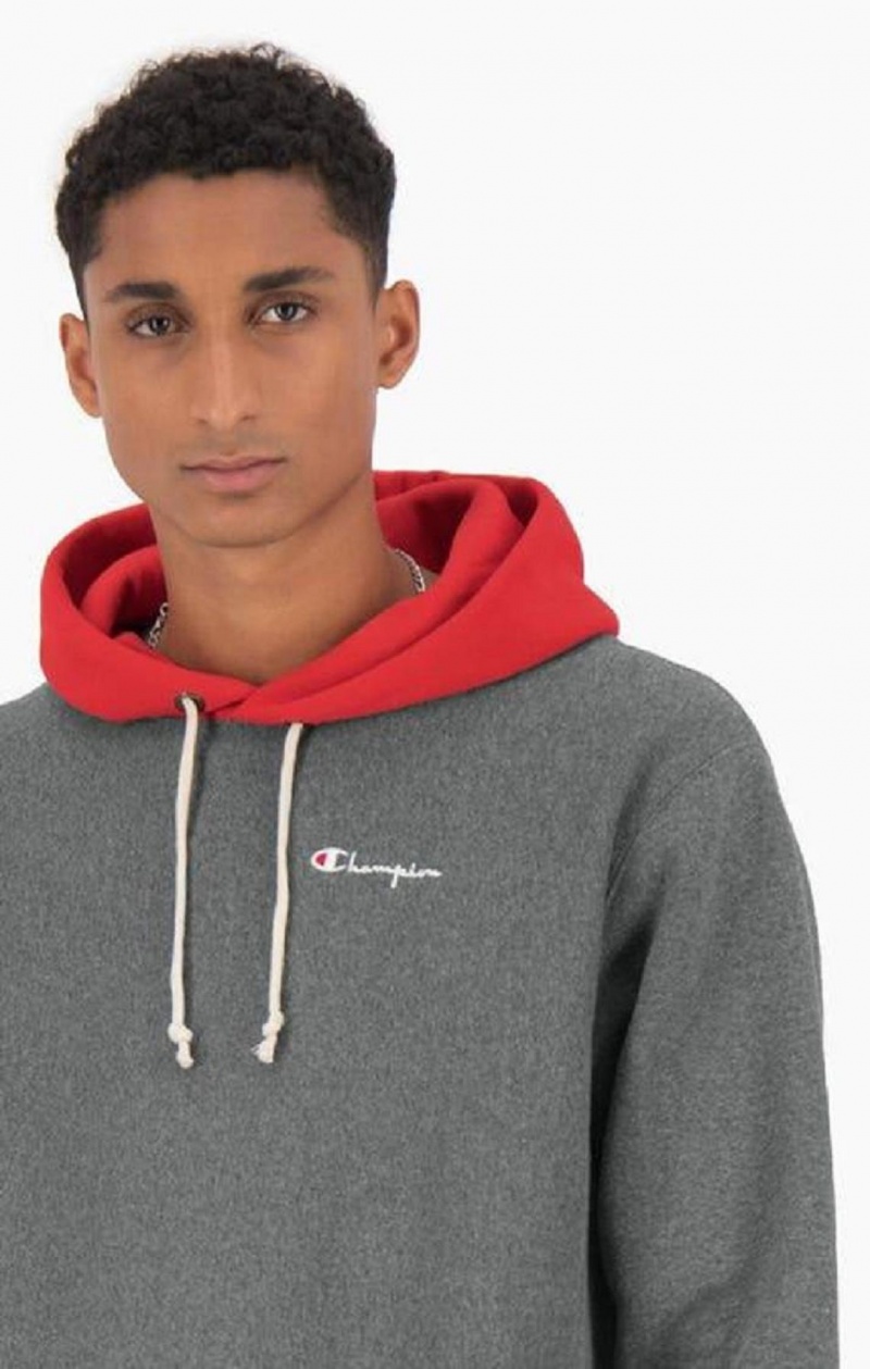 Champion Contrast Hood Reverse Weave Hoodie Mikina s Kapucnou Panske Tmavo Siva | 2096-MEYQP