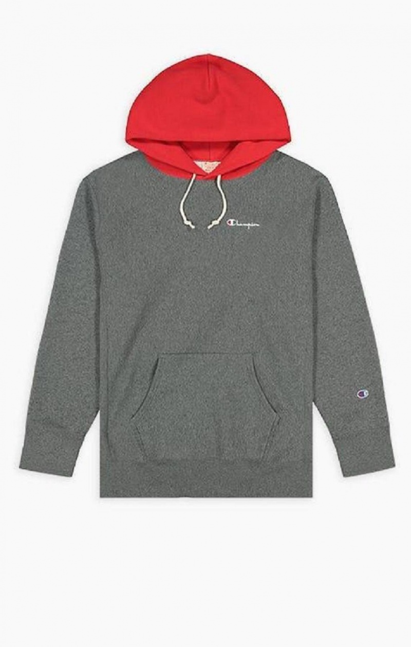 Champion Contrast Hood Reverse Weave Hoodie Mikina s Kapucnou Panske Tmavo Siva | 2096-MEYQP