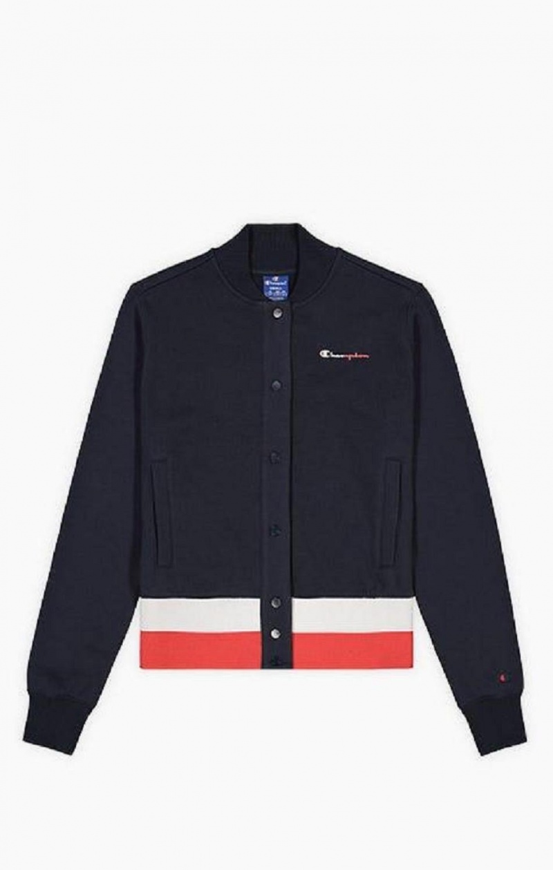 Champion Contrast Pásom Script Logo Bomber Jacket Bundy Damske Tmavo Tyrkysové | 0912-UVBSH