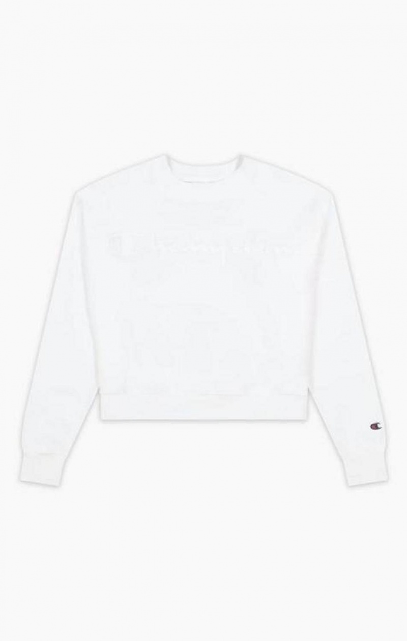 Champion Contrast Rubber Script Logo Sweatshirt Mikiny Damske Biele | 5179-DIJKL