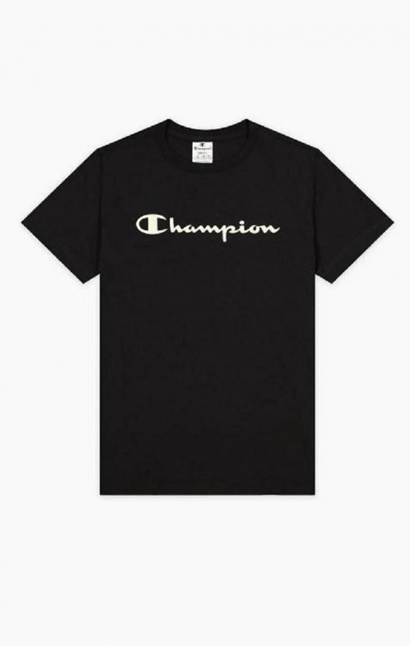 Champion Contrast Script Logo T-Shirt Tricko Damske Čierne | 4501-BKGUX