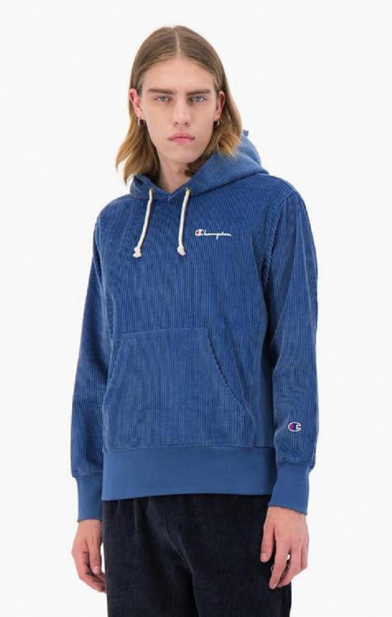 Champion Corduroy Small Script Logo Hoodie Mikina s Kapucnou Panske Tyrkysové Modre | 2608-FBPCU