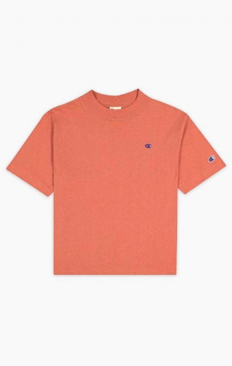 Champion Crewneck C Logo T-Shirt Tricko Damske Bordove | 0128-WAOTN