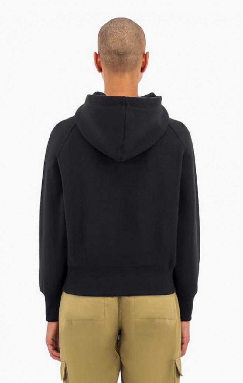 Champion Cropped C Logo Reverse Weave Hoodie Mikina s Kapucnou Damske Čierne | 2741-GEDBH