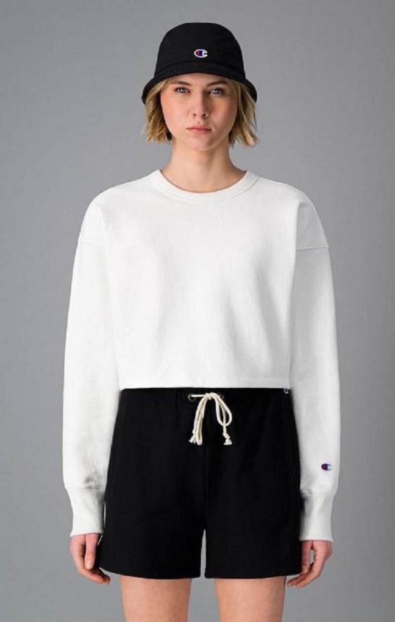 Champion Cropped Reverse Weave Sweatshirt Mikiny Damske Biele | 7519-BYSEP