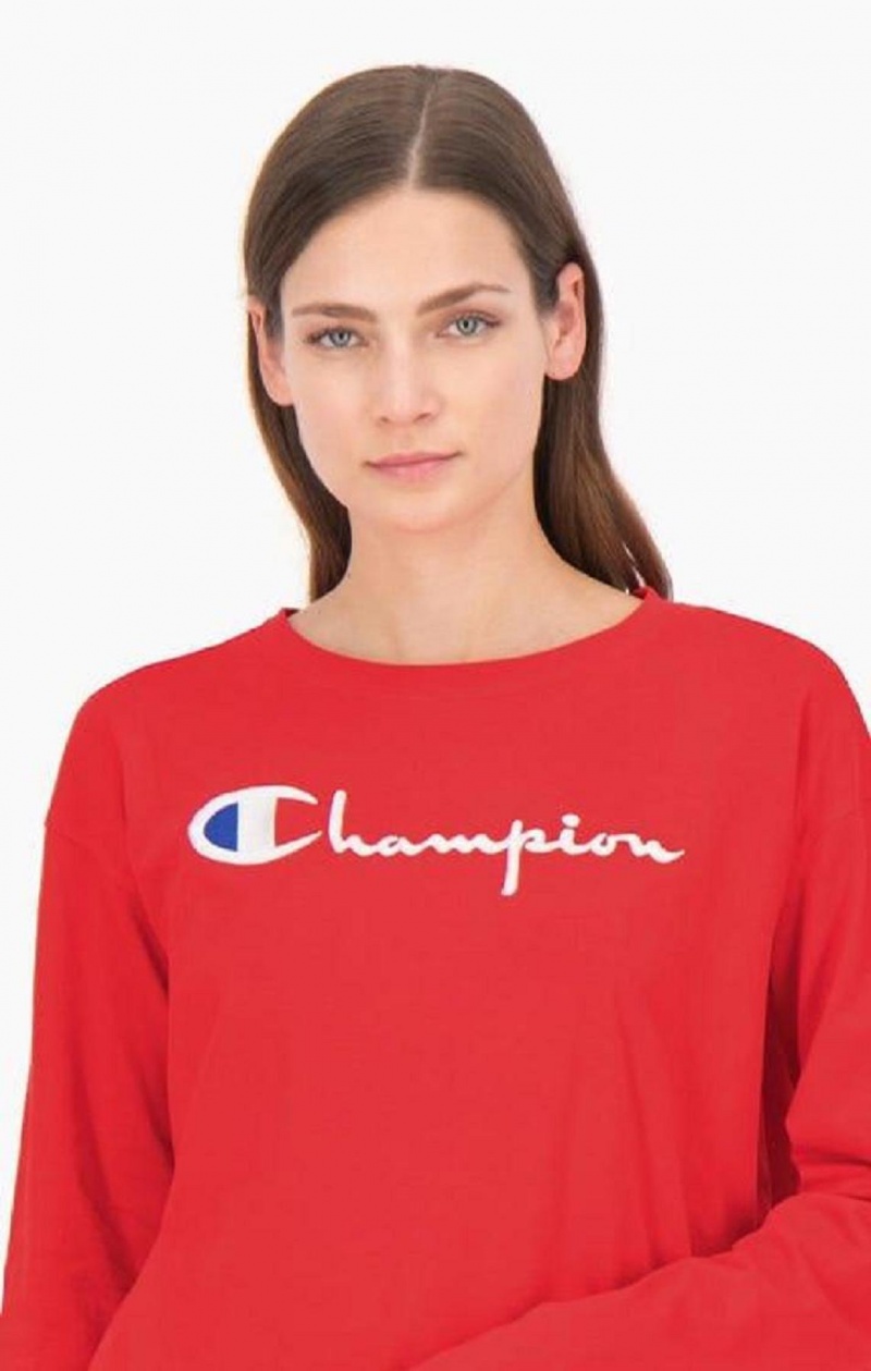 Champion Cropped Script Logo Jersey Top Tricko Damske Červené | 8734-EDLFM