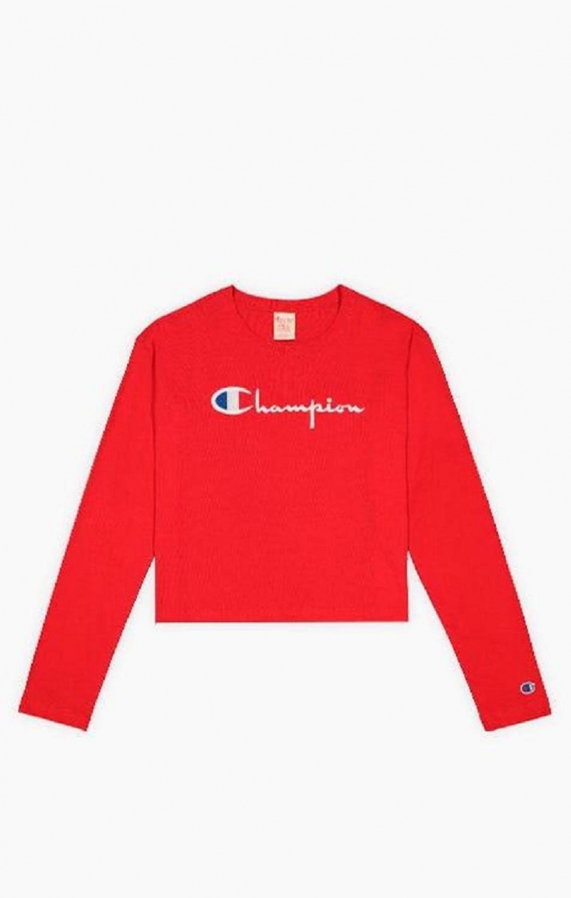 Champion Cropped Script Logo Jersey Top Tricko Damske Červené | 8734-EDLFM