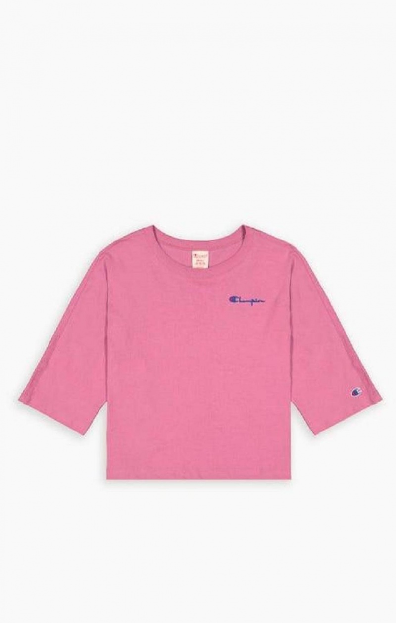 Champion Cropped Script Logo T-Shirt Tricko Damske Červené | 4172-KICER