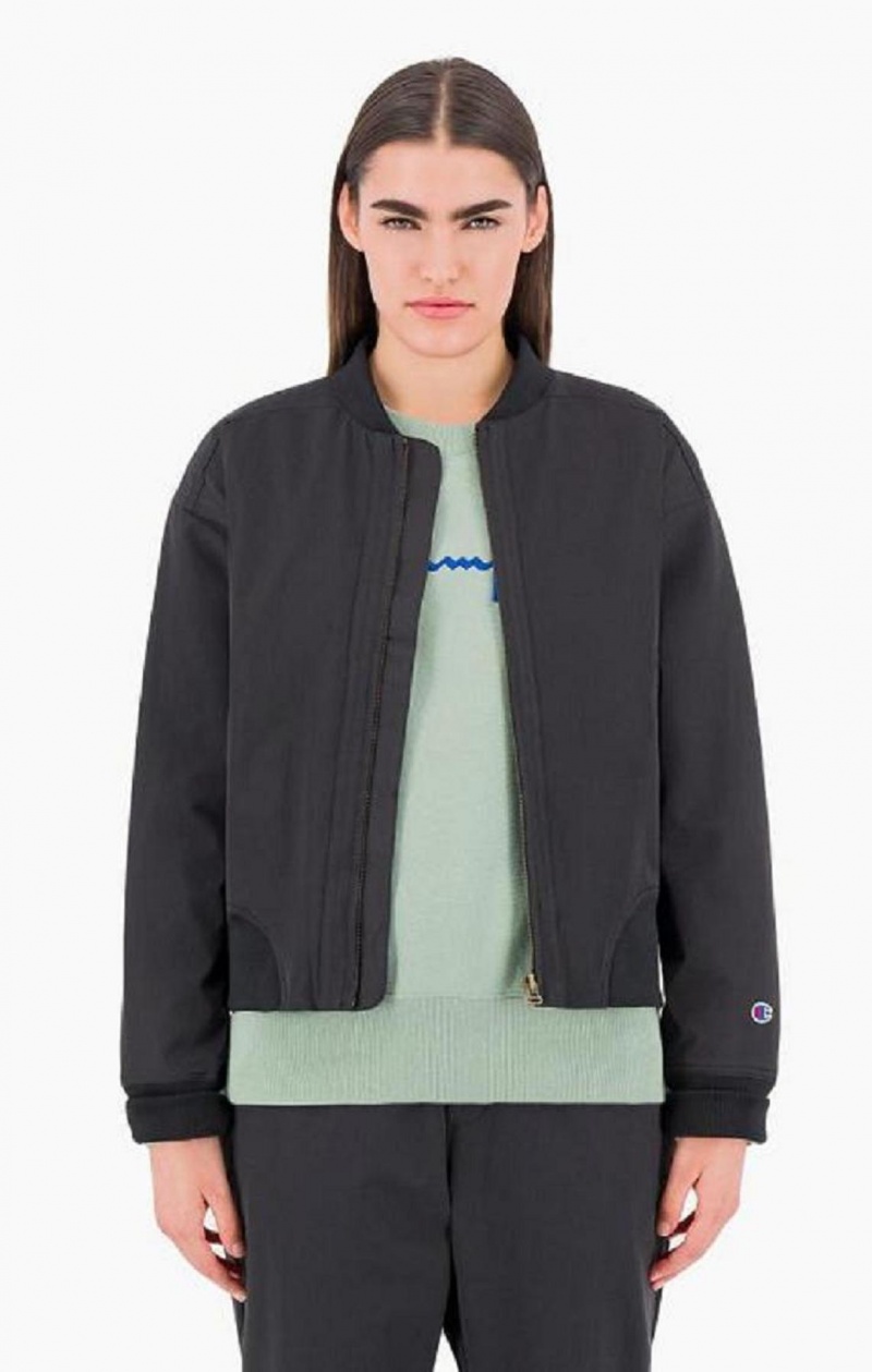 Champion Cropped Stretch Bomber Jacket Bundy Damske Čierne | 4219-DILMW