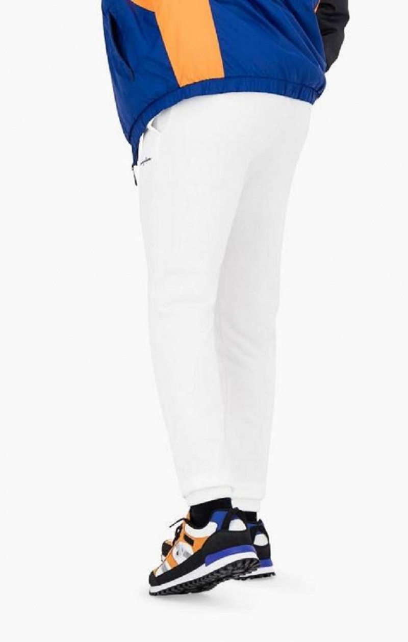 Champion Cuffed Script Logo Joggers Jogger Nohavice Panske Biele | 8154-DNAWT