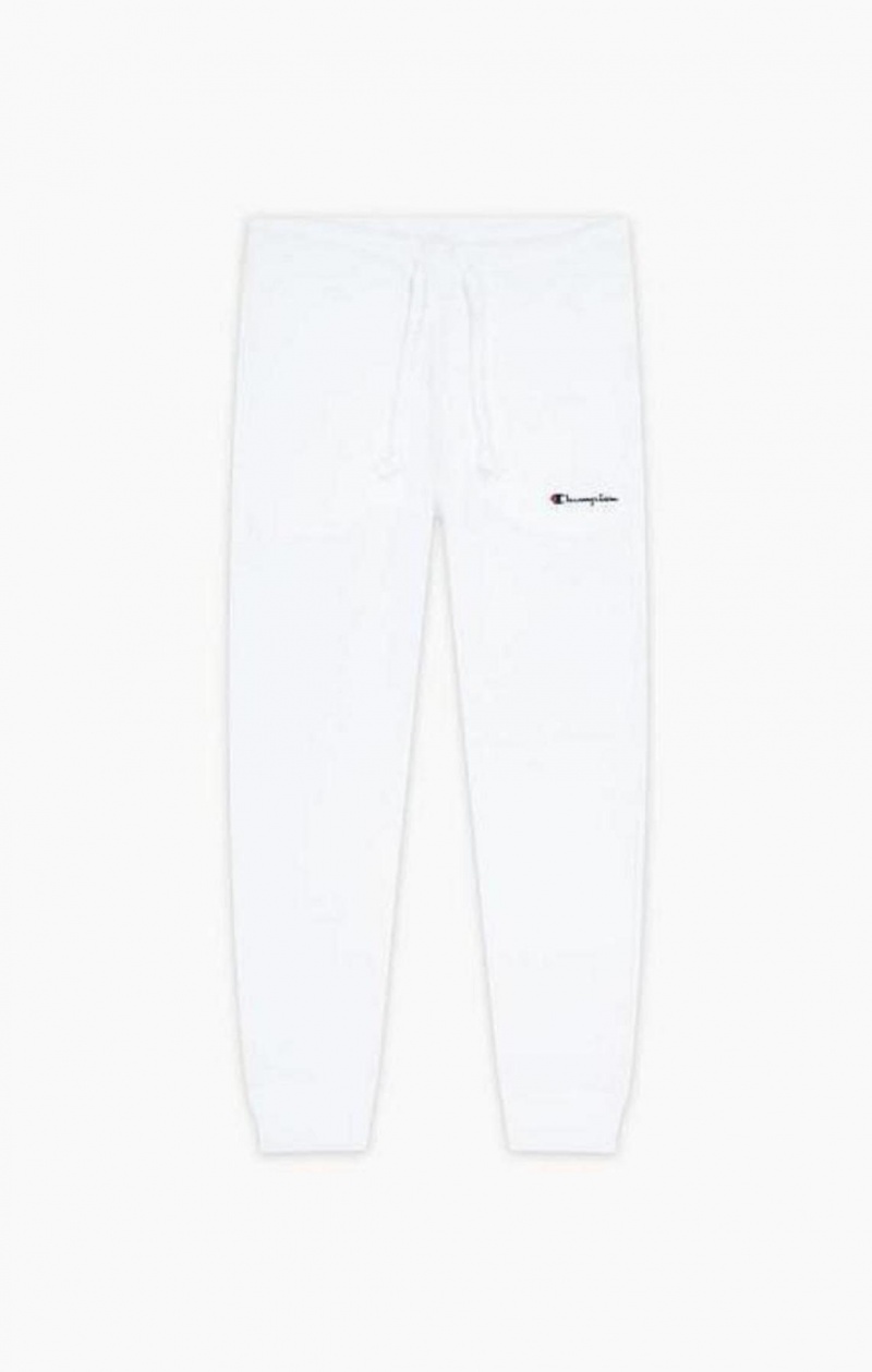 Champion Cuffed Script Logo Joggers Jogger Nohavice Panske Biele | 8154-DNAWT