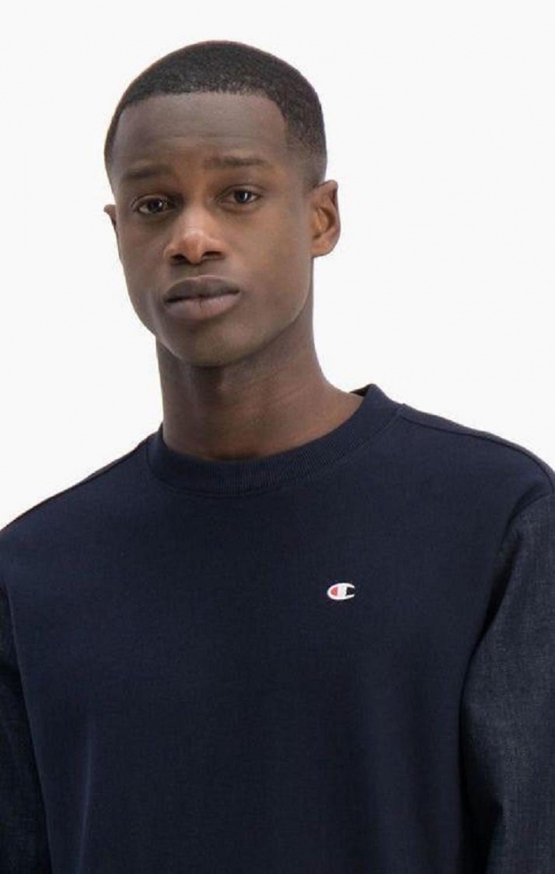 Champion Denim Reverse Weave Sweatshirt Mikiny Panske Tmavo Modre | 8427-HOLDP