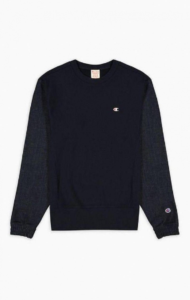 Champion Denim Reverse Weave Sweatshirt Mikiny Panske Tmavo Modre | 8427-HOLDP