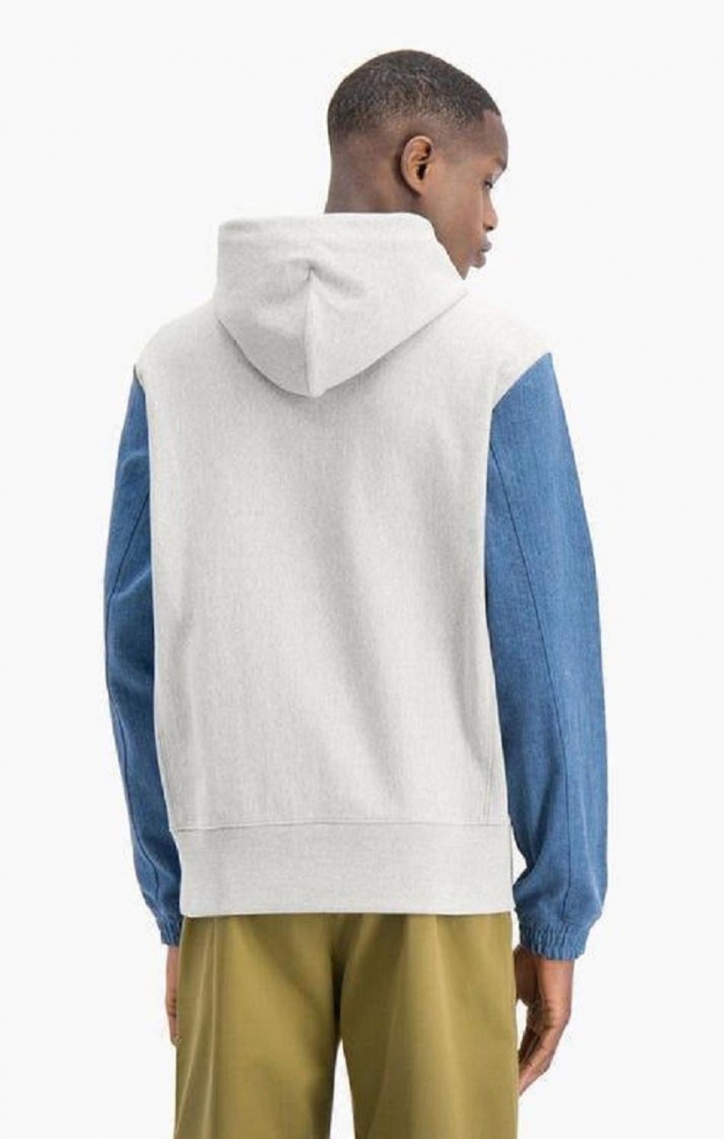 Champion Denim Sleeve Reverse Weave Hoodie Mikina s Kapucnou Panske Svetlo Siva | 7365-SQHET