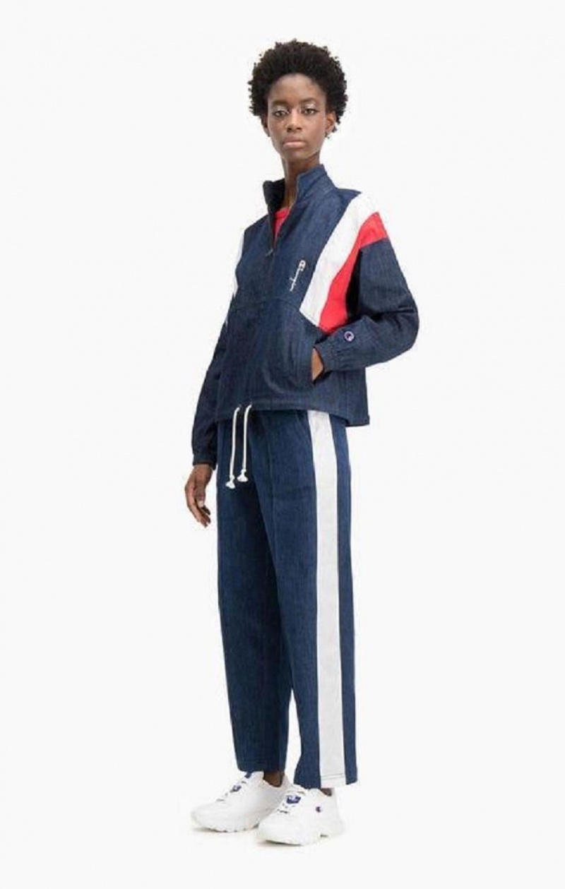 Champion Denim Stripe Tracking Jacket Bundy Damske Tyrkysové Modre | 3760-KCTGI