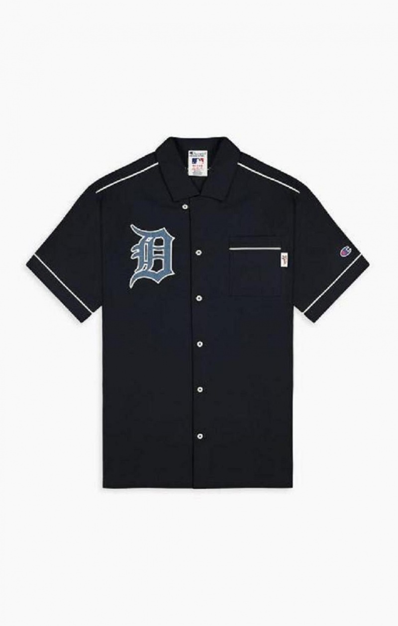 Champion Detroit MLB Kratke Sleeved Shirt Tricko Panske Čierne | 0951-IXCUY