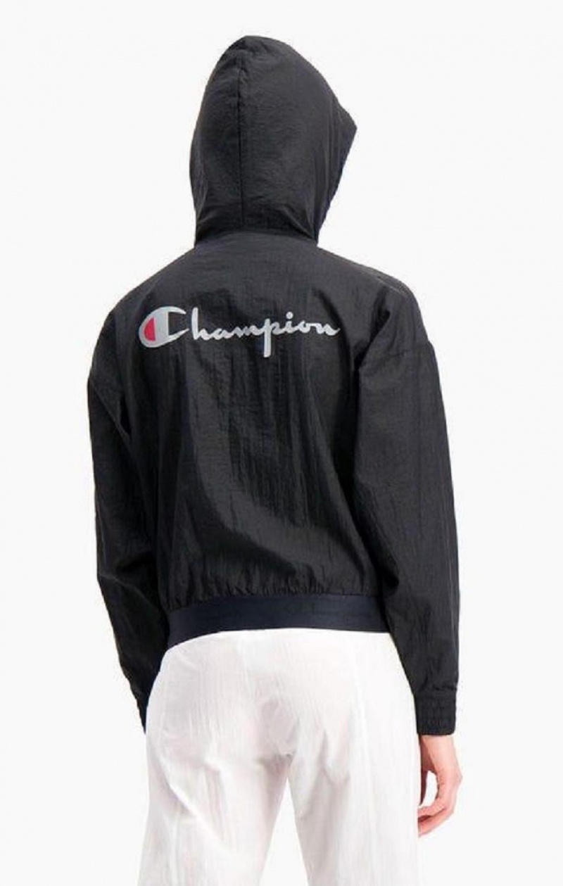 Champion Diagonal Stripe S Kapucňou Rain Jacket Bundy Damske Čierne Biele | 0367-ODBHT