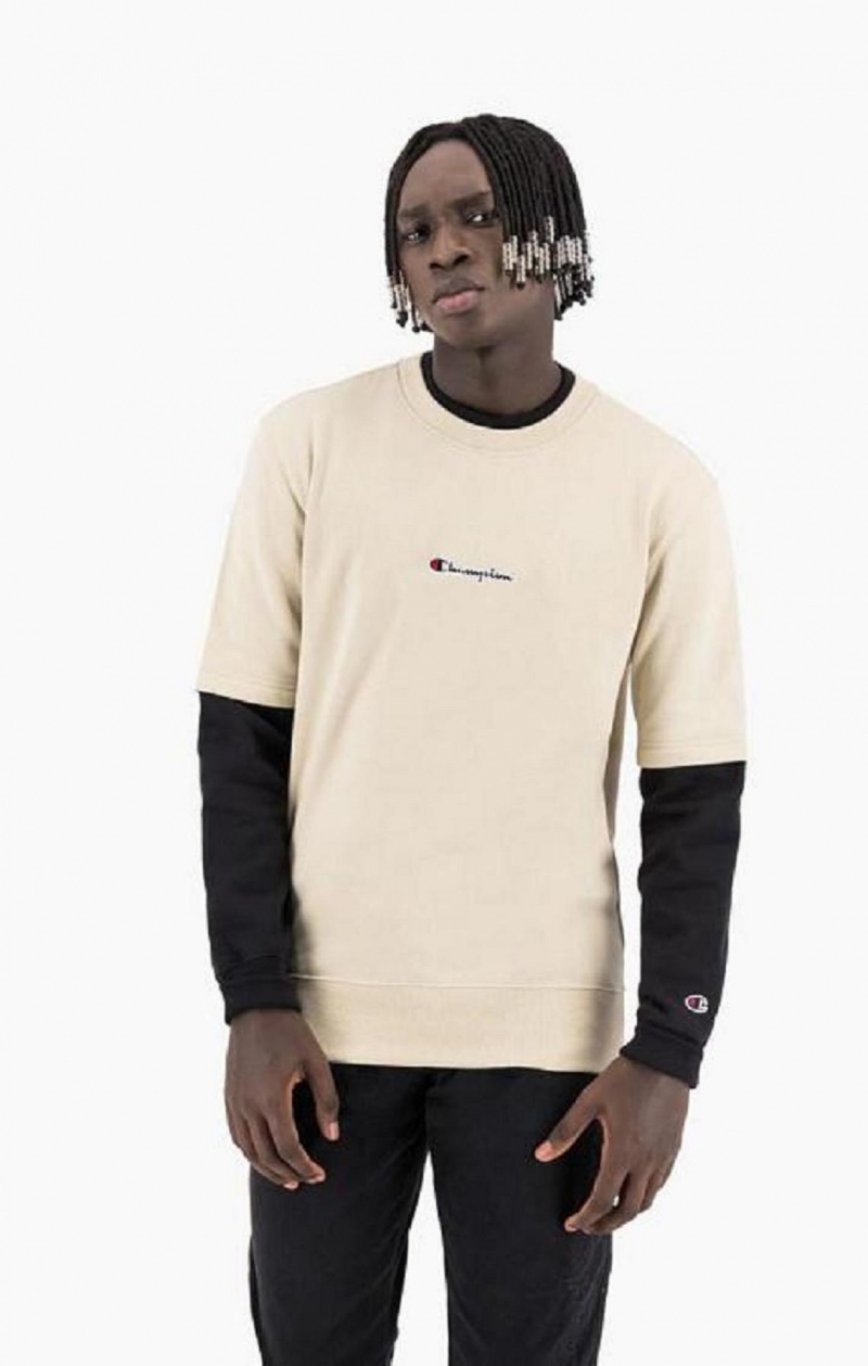 Champion Double Layer Crew Neck Sweatshirt Mikiny Panske Hnede | 6235-QDSTU