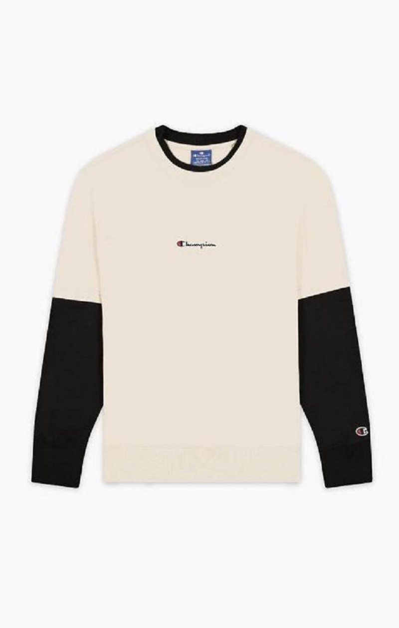 Champion Double Layer Crew Neck Sweatshirt Mikiny Panske Hnede | 6235-QDSTU