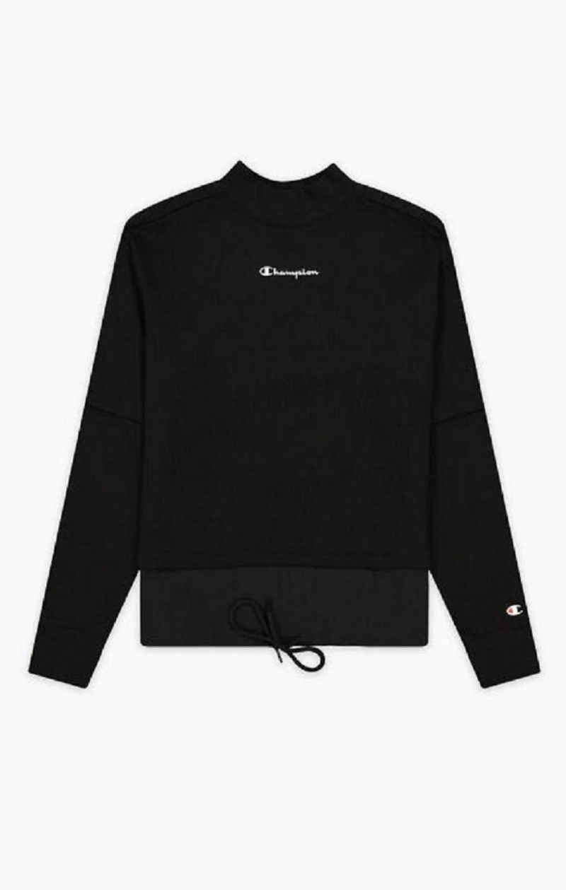 Champion Double Layer Script Logo Fleece Sweatshirt Mikiny Damske Čierne | 4875-QISPE