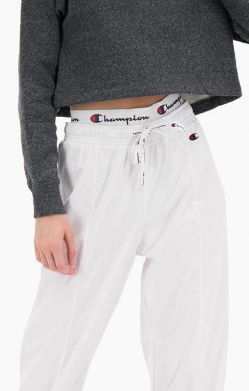 Champion Double Waistband Popper Tracking Pants Jogger Nohavice Damske Biele | 5102-PELNA