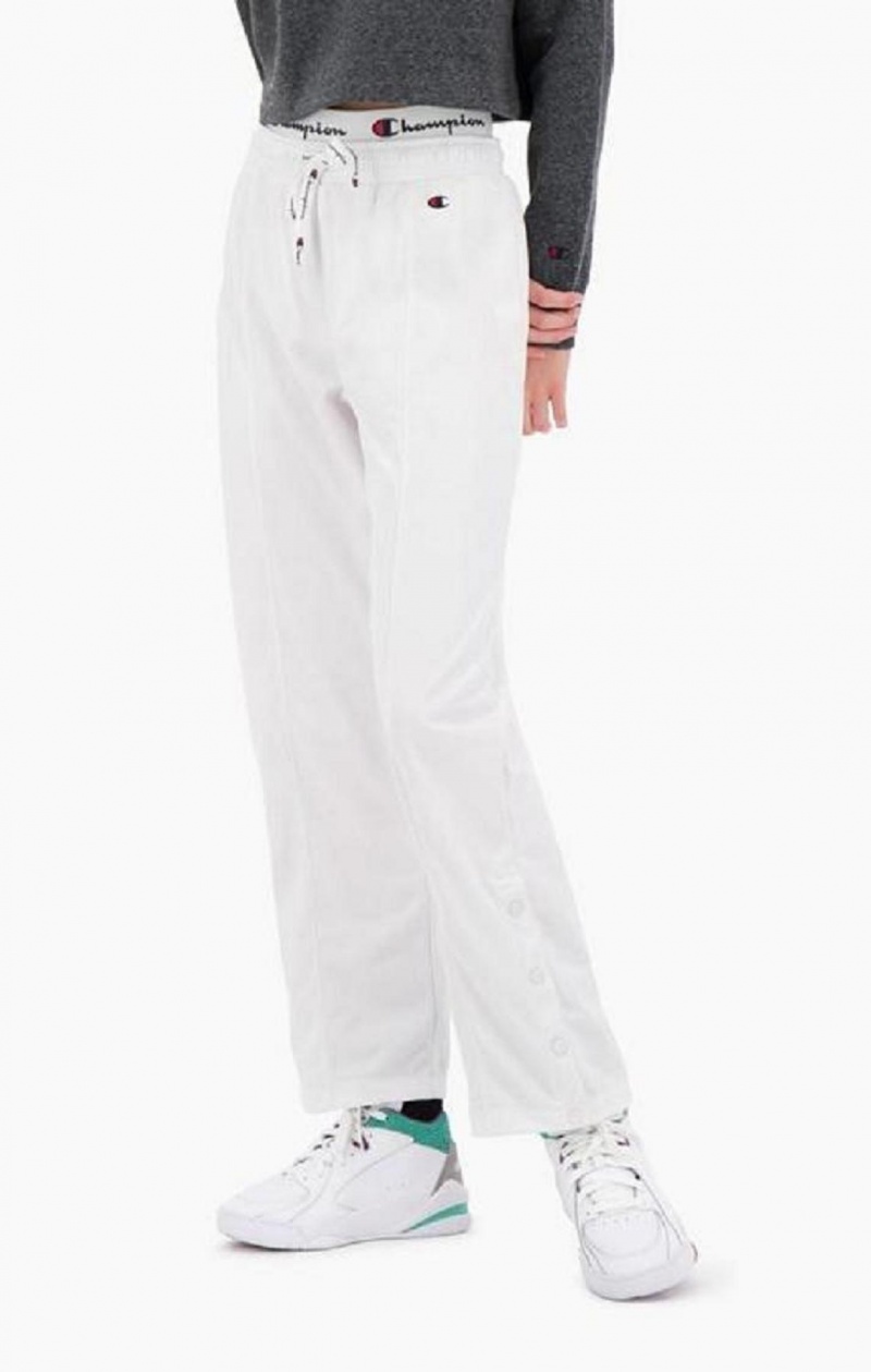 Champion Double Waistband Popper Tracking Pants Jogger Nohavice Damske Biele | 5102-PELNA