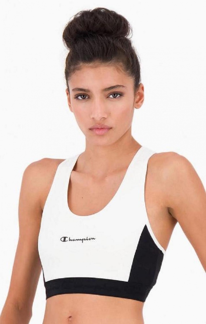 Champion Embossed Logo Tape Sports Bra Sportova Podprsenka Damske Biele | 9602-JTNSK