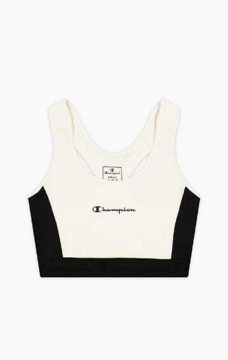 Champion Embossed Logo Tape Sports Bra Sportova Podprsenka Damske Biele | 9602-JTNSK