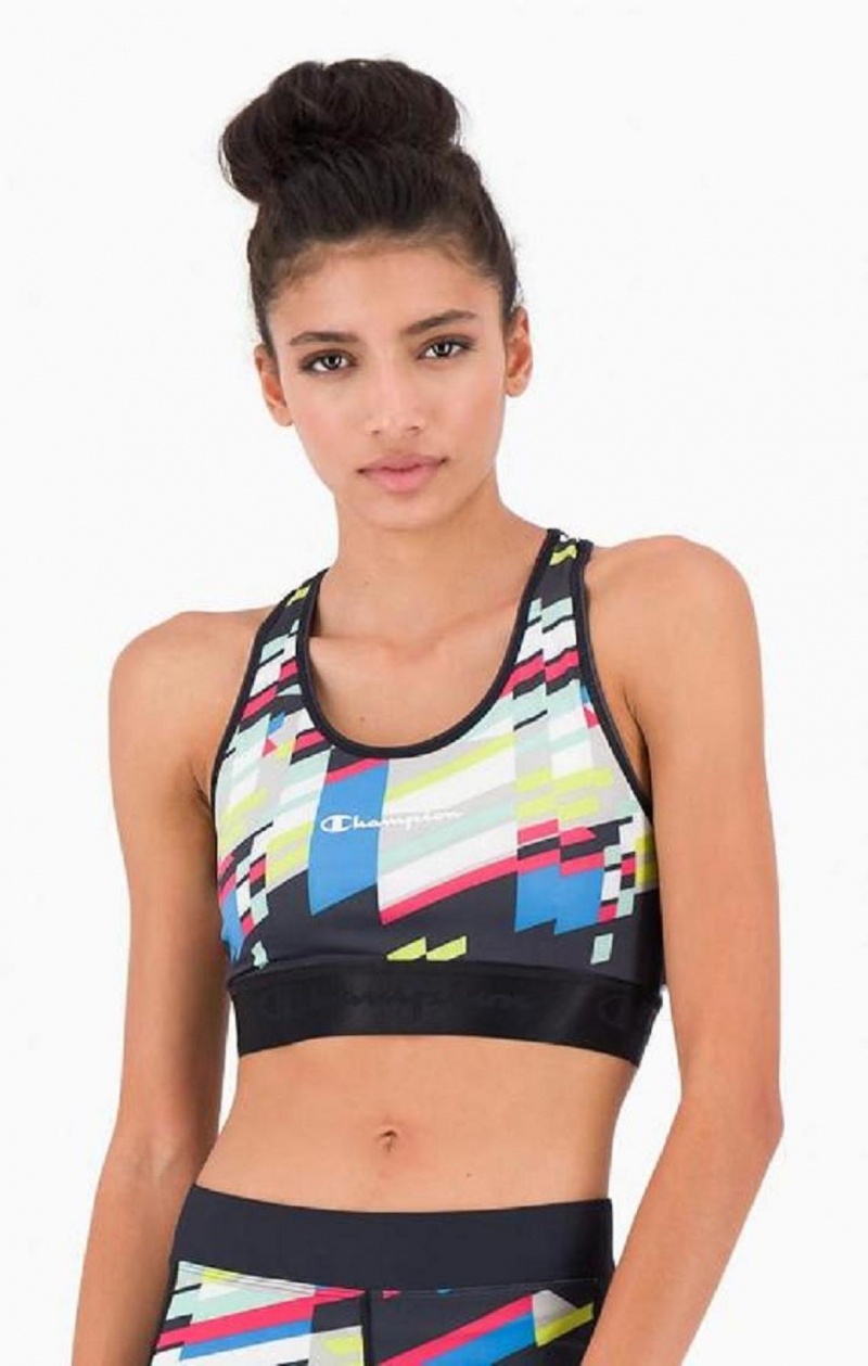 Champion Embossed Logo Tape Sports Bra Sportova Podprsenka Damske Čierne | 1257-HDUCR