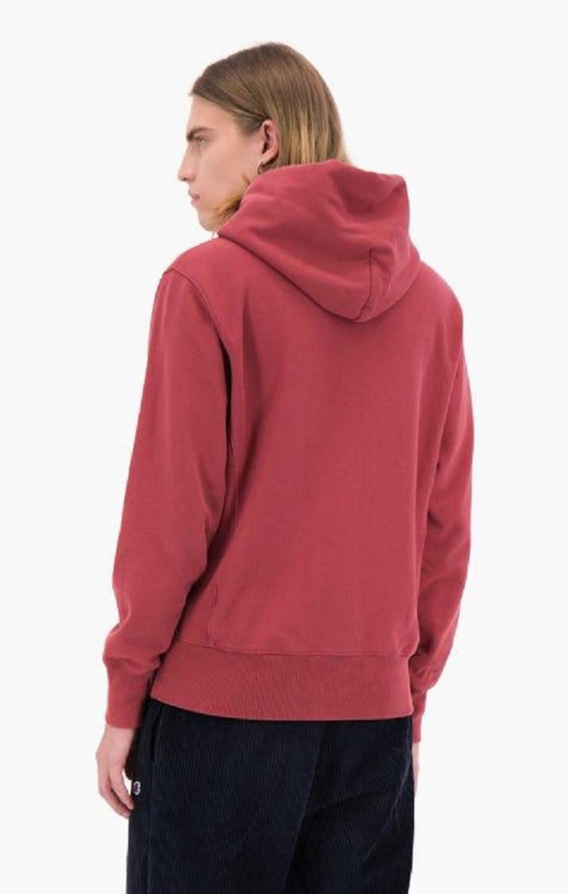 Champion Embossed Script Logo Reverse Weave Hoodie Mikina s Kapucnou Panske Červené | 6249-KTZLA