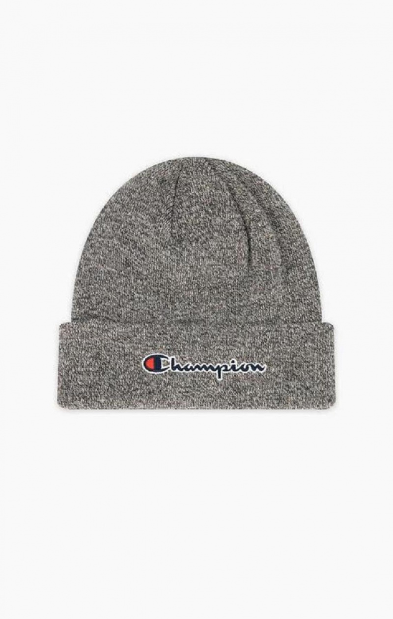 Champion Embroidered Script Logo Beanie Hat Klobuky Panske Tmavo Siva | 3641-LSPCE