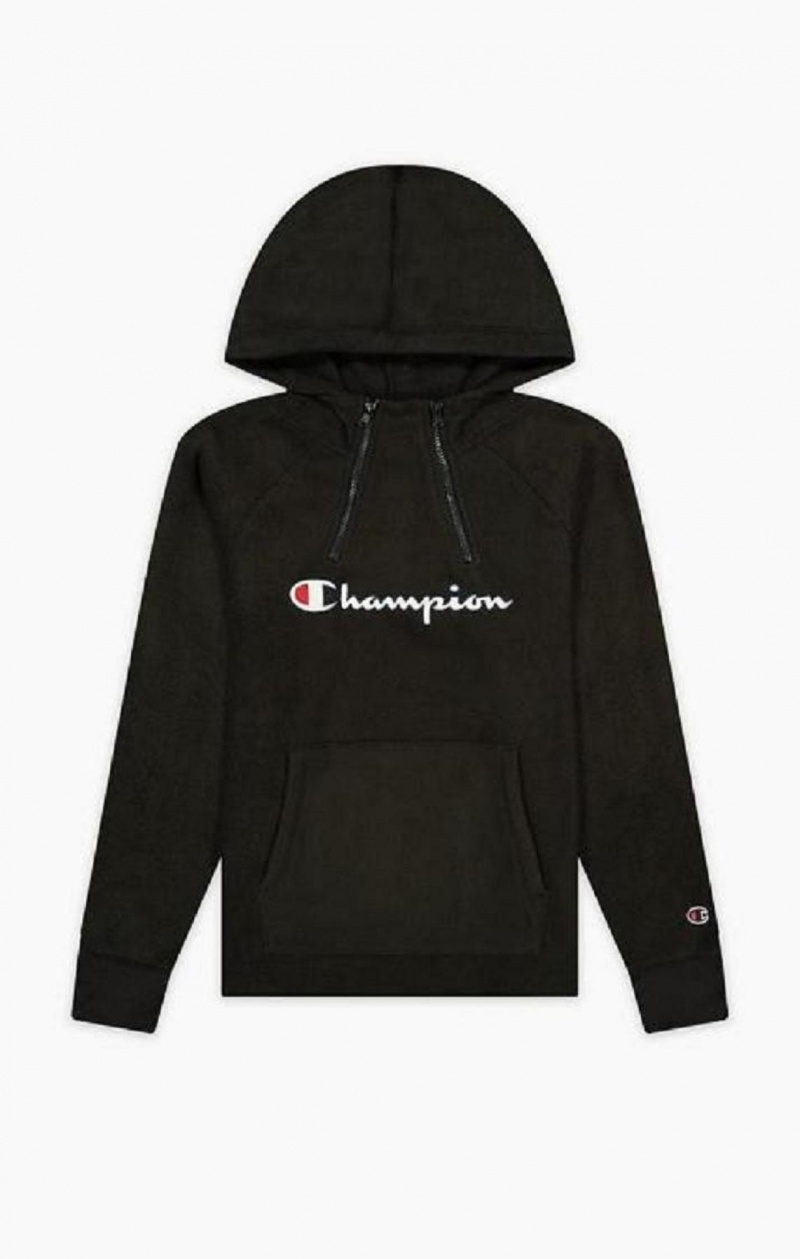 Champion Explorer Double Zip Detail Polar Fleece Hoodie Mikina s Kapucnou Damske Čierne | 9647-AQLZS