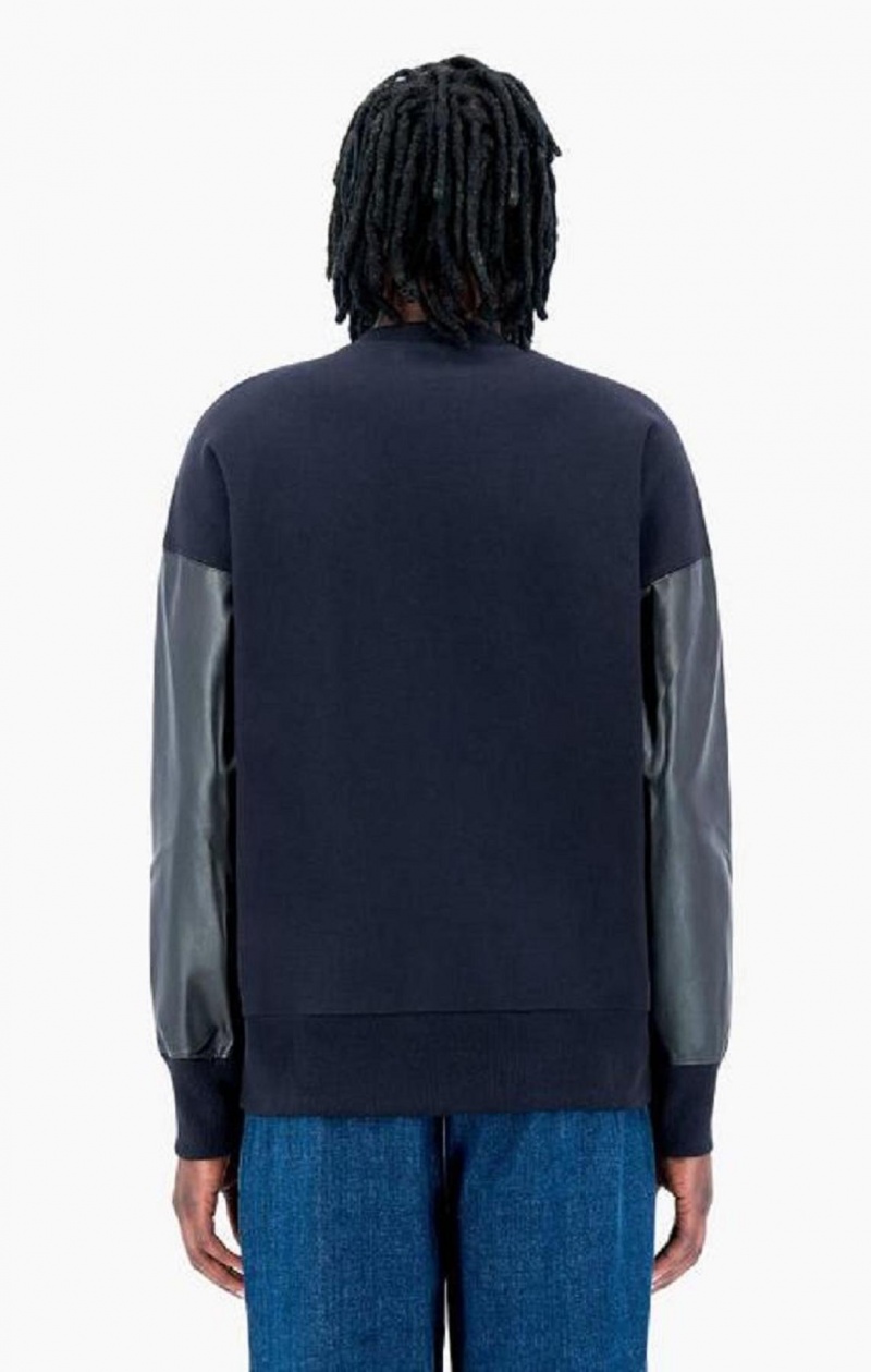 Champion Faux Kozene Panel Reverse Weave Sweatshirt Mikiny Panske Čierne | 0325-LRQVB