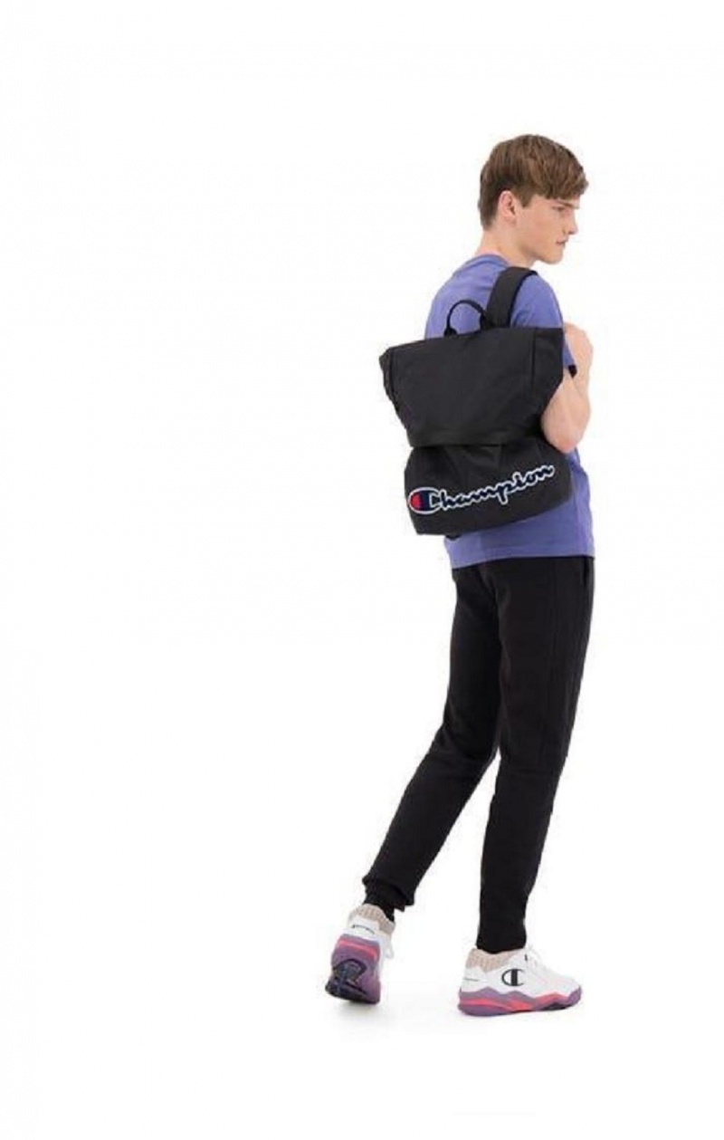 Champion Folding Top Script Logo Backpack Tasky Damske Čierne | 6385-WFAPV